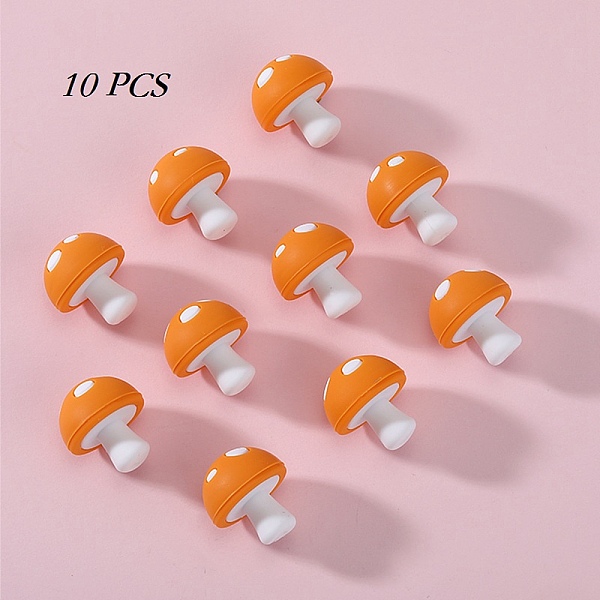 

PandaHall 10Pcs Mushroom Silicone Focal Beads, Chewing Beads For Teethers, DIY Nursing Necklaces Making, Goldenrod, 18mm, Hole: 2mm..., Gold