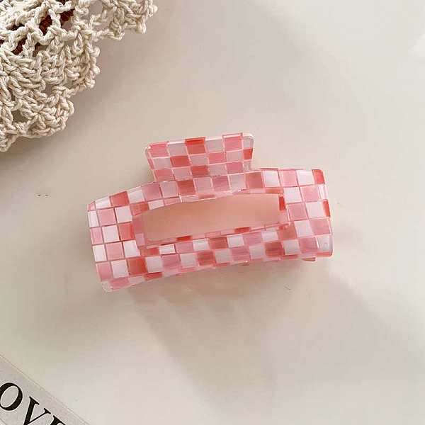 

PandaHall Checkered Acrylic Large Claw Hair Clips, for Women Girls Thick Hair, Rectangle, Pink, 43x75mm Acrylic Pink