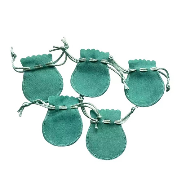 

PandaHall Velvet Storage Bags, Drawstring Pouches Packaging Bag, Round, Dark Turquoise, 7x6cm Velvet Round