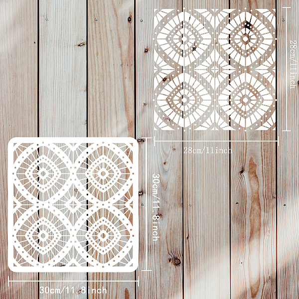 

PandaHall FINGERINSPIRE Scandinavian Geometric Stencil 30x30cm Geometric Flowers Stencil Templete Plastic Diamond Spiral Pattern Stencils..., White