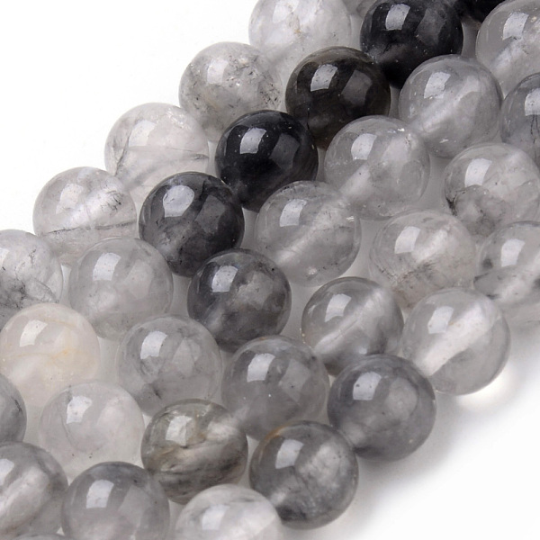 

PandaHall Natural Cloudy Quartz Beads Strands, Round, 8~8.5mm, Hole: 1mm, about 47pcs/strand, 15.5 inch Cloudy Quartz Round Silver