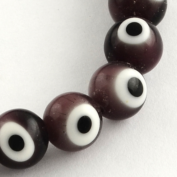 

PandaHall Round Handmade Evil Eye Lampwork Beads Strands, Coconut Brown, 8mm, Hole: 1mm, about 48pcs/strand, 13.7 inch Lampwork Evil Eye...
