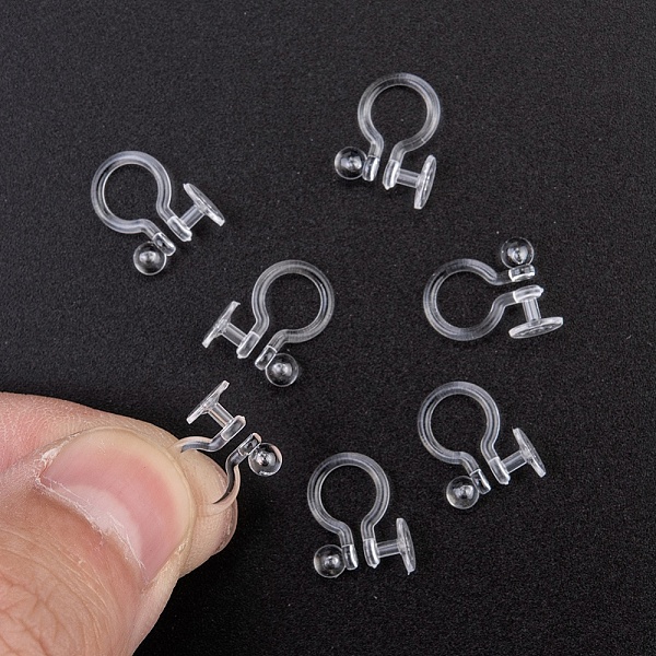 

PandaHall Plastic Clip-on Earring Findings, Clear, 9x11mm, Ball: 3mm, Tray: 5mm, Hole: 0.6mm Plastic Clear