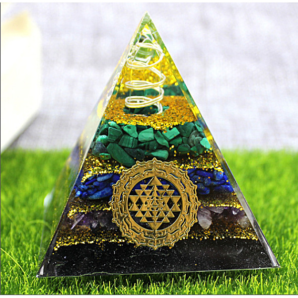 

PandaHall Orgonite Pyramid Resin Energy Generators, Reiki Gemstone Chips Inside for Home Office Desk Decoration, Colorful, 60mm Resin...