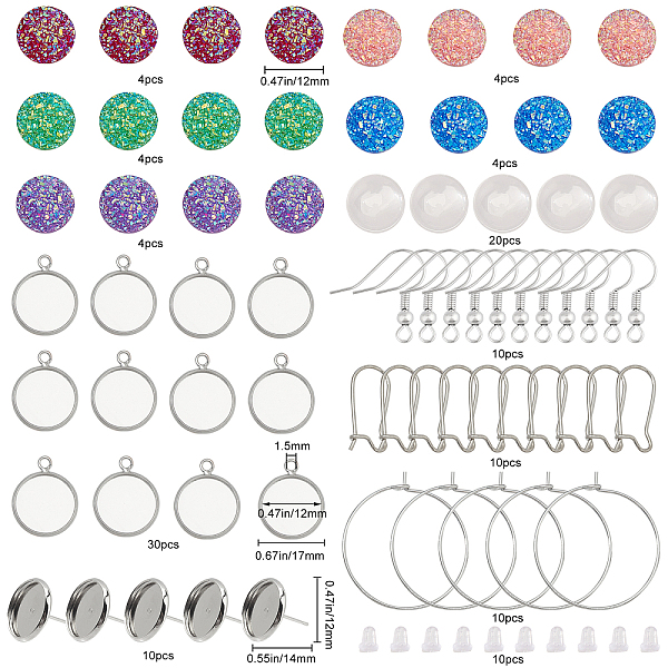 

PandaHall SUNNYCLUE DIY Shiny Earring Making Kits, Including Glass & Resin Cabochons, Brass Pendant Cabochon Settings & Earring Findings &..., Multicolor
