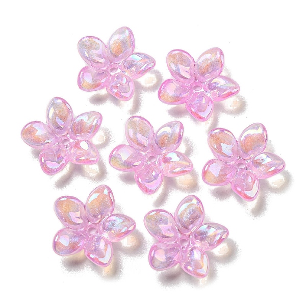 

PandaHall AB Color Plated Acrylic Beads, with Glitter Powder, Flower, Pearl Pink, 23x7mm, Hole: 2mm Acrylic Flower