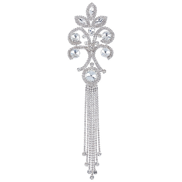 PandaHall FINGERINSPIRE Tassel Rhinestone Applique Sewing Crystals Applique Decoration Silver Crystals Applique Decoration Shiny Rhinestone...