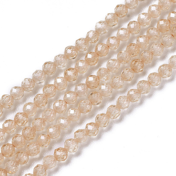 

PandaHall Cubic Zirconia Beads Strands, Faceted, Round, Bisque, 3x2.5~3mm, Hole: 0.3mm, about 114~141pcs/strand, 15.1~16.4 inch(38.4~41.8cm)..., Orange