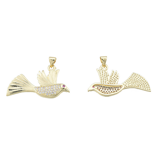 

PandaHall Brass Micro Pave Clear Cubic Zirconia Pendants, with Brass Snap on Bails, Nickel Free, Bird, Real 18K Gold Plated, 19.5x32.5x3mm...