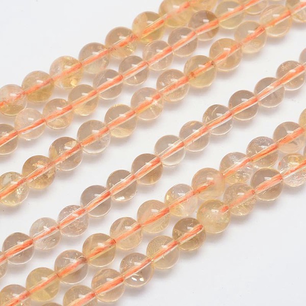 

PandaHall Natural Citrine Round Bead Strands, 8mm, Hole: 1mm, about 50pcs/strand, 15.5 inch Citrine Round