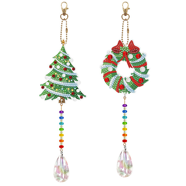 

PandaHall DIY Diamond Painting Acrylic Pendants Decoration Kits, with Alloy Chian, Christmas, Christmas Tree, 280~290x60~85mm Acrylic...