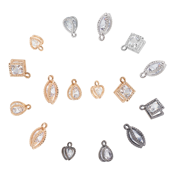 

PandaHall SUPERFINDINGS Alloy Charms, with Cubic Zirconia, Mixed Shapes, Mixed Color, 72pcs/box Alloy+Cubic Zirconia Mixed Shapes Clear