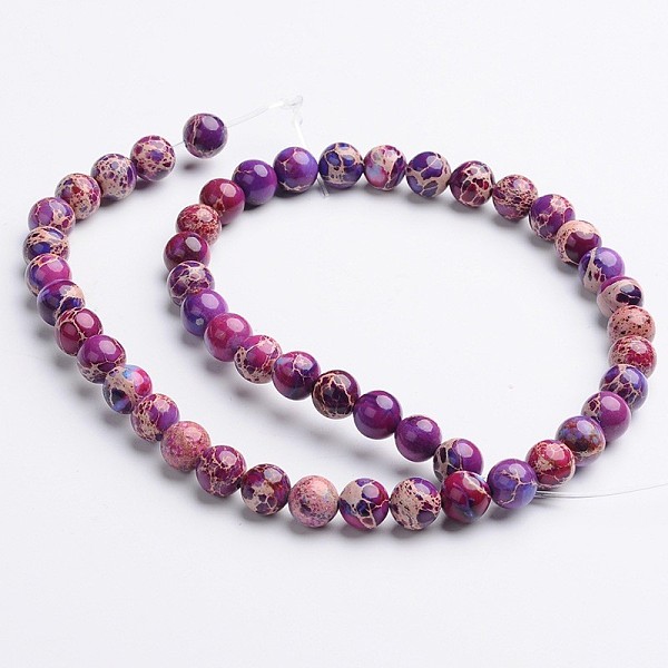 

PandaHall Dyed & Heated Natural Imperial Jasper Round Bead Strands, Purple, 6mm, Hole: 1mm, about 68pcs/strand, 16 inch Imperial Jasper...