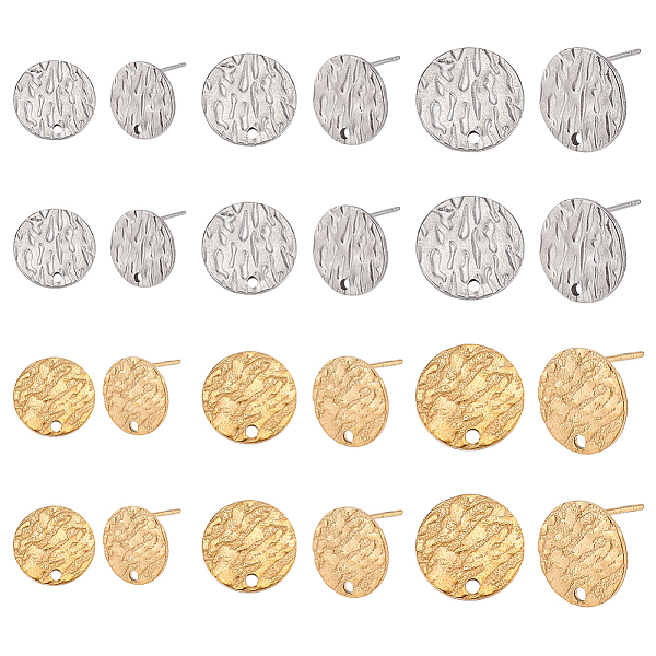 

PandaHall 24Pcs 6 Style 304 Stainless Steel Stud Earring Findings, with Earring Backs, Flat Round, Platinum & Golden, 8~13mm, Hole: 1.5mm...