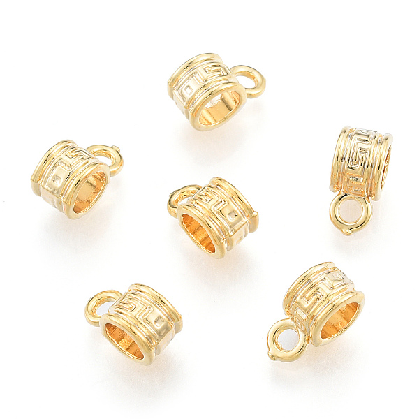 

PandaHall Brass Tube Bails, Loop Bails, Bail Beads For European Chains, Rondelle, Nickel Free, Real 18K Gold Plated, 11x5.5x6.5mm, Hole...