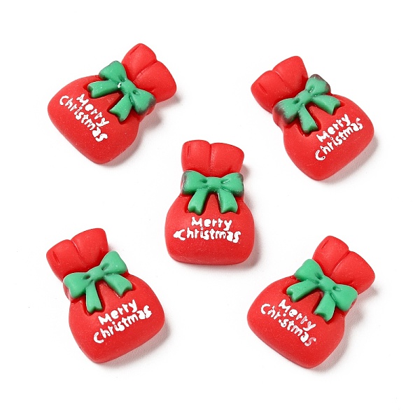 

PandaHall Opaque Christmas Resin Cabochons, Lucky Bag with Word Merry Christmas, Red, 21.5x15x7mm Resin Bag Red