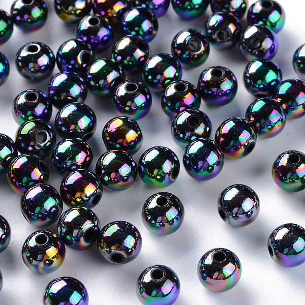 

PandaHall Opaque Acrylic Beads, AB Color Plated, Round, Black, 8x7mm, Hole: 2mm Acrylic Round Black