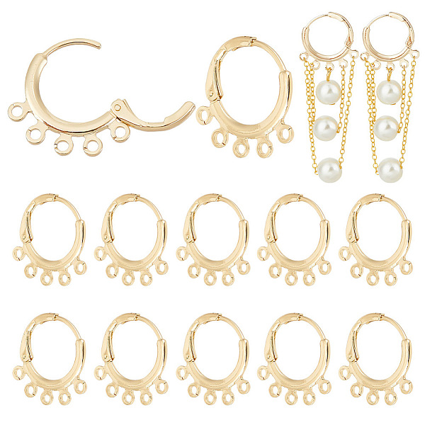 

PandaHall BENECREAT 10 Pairs Brass Leverback Earring Findings, with 5-hole Loops, Golden, 18~18.5x18.5x2mm, Hole: 1.6mm, Pin: 0.7mm Brass