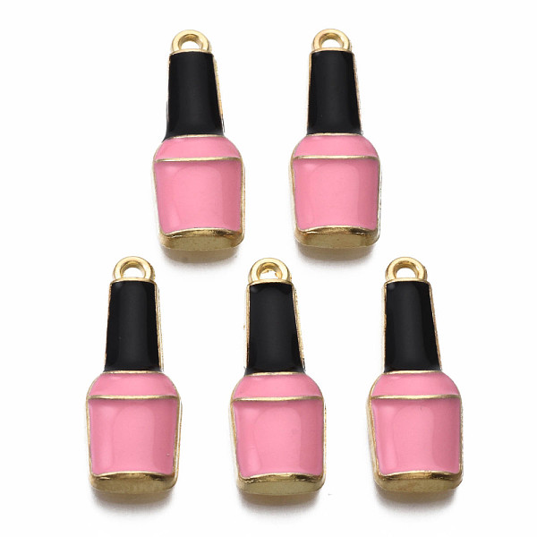 

PandaHall Alloy Enamel Pendants, Light Gold, Cadmium Free & Nickel Free & Lead Free, Bottle, Hot Pink, 26x9.5x3.5mm, Hole: 1.6mm...
