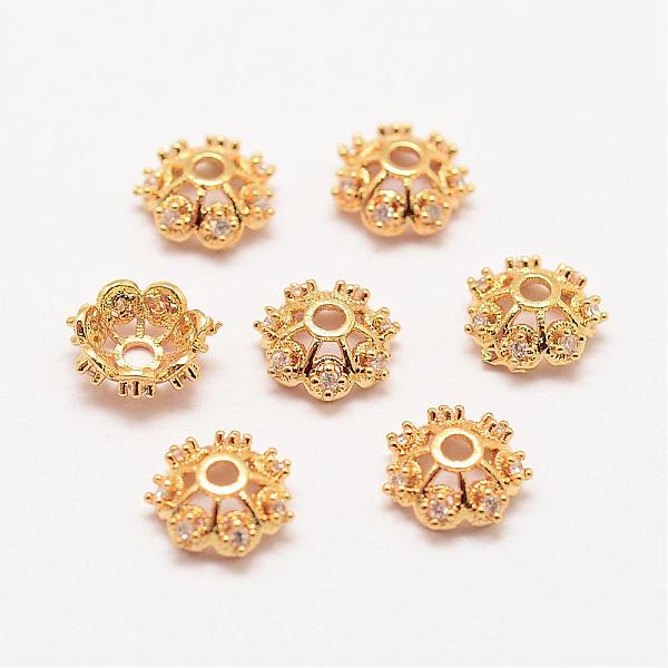 

PandaHall Long-Lasting Plated Brass Micro Pave Grade AAA Cubic Zirconia Fancy Bead Caps, Flower, Multi-Petal, Cadmium Free & Nickel Free &...