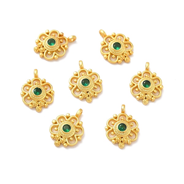 

PandaHall Rack Plating Brass Micro Pave Cubic Zirconia Pendants, Long-Lasting Plated, Cadmium Free & Lead Free, Flower, Matte Gold Color...