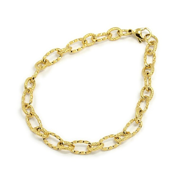 

PandaHall Fashionable 304 Stainless Steel Composite Figaro Cable Chains Bracelets, with Lobster Claw Clasps, Golden, 8-1/4 inch(210mm), 7mm...