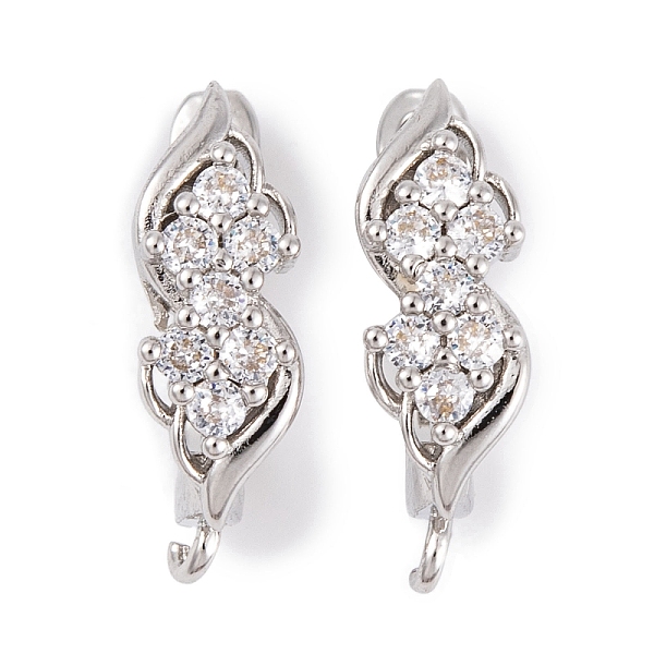 Rack Plating Brass Cubic Zirconia Hoop Earring Findings