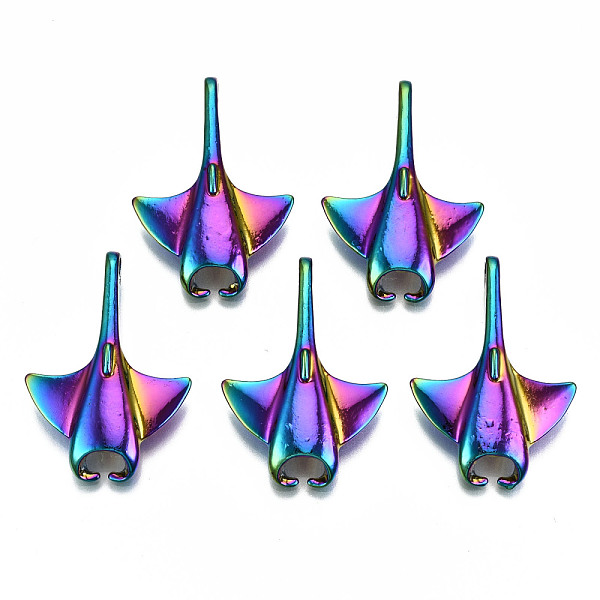 

PandaHall Rainbow Color Alloy Pendants, Cadmium Free & Lead Free, Mobula Shape, 35.5x24.5x6mm, Hole: 4mm Alloy Other Animal