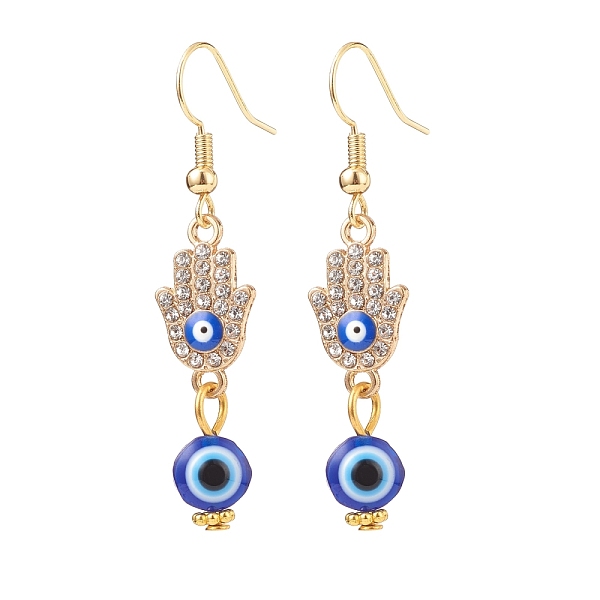 

PandaHall Crystal Rhinestone Dangle Earrings with Enamel Evil Eye, Brass Drop Earrings with Resin Beaded for Women, Golden, Hamsa Hand..., Blue