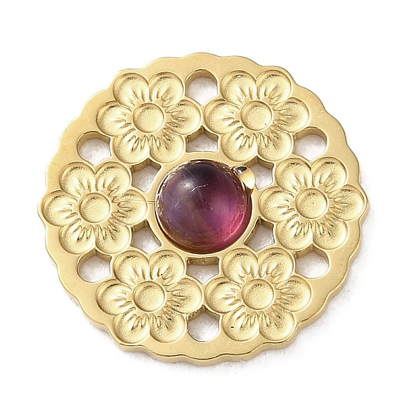 

PandaHall Vacuum Plating 316 Stainless Steel Multi-Strand Links, with Natural Amethyst, Flower, Real 18K Gold Plated, 14.5x3mm, Hole: 1.2mm...