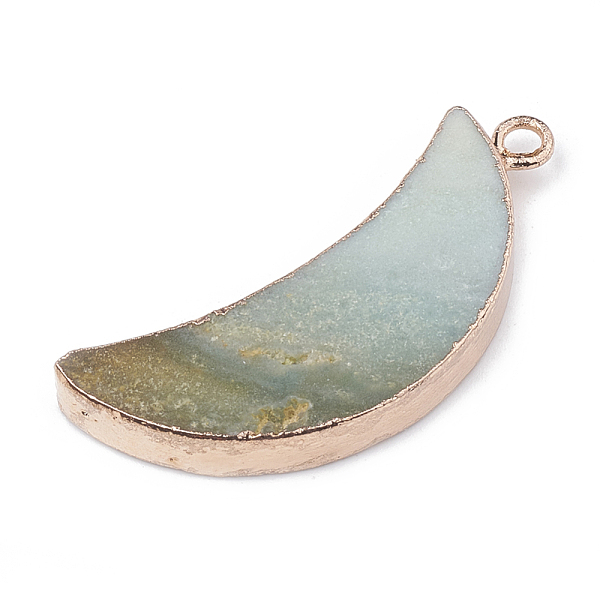 

PandaHall Electroplate Natural Amazonite Pendants, with Metal Findings, Moon, 45~46x20x4~7mm, Hole: 3mm Amazonite Moon