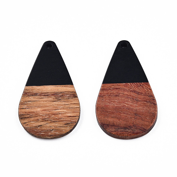 

PandaHall Opaque Resin & Walnut Wood Pendants, Teardrop Shape Charm, Black, 38x22x3mm, Hole: 2mm Resin+Wood Teardrop Black
