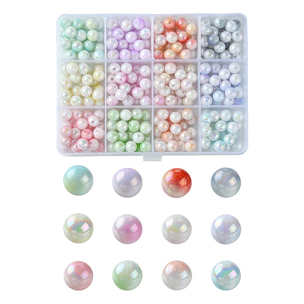 

PandaHall 300Pcs 12 Colors Two Tone Opaque Acrylic Beads, Round, Mixed Color, 8mm, Hole: 1.8mm, 25pcs/color Acrylic Round Multicolor