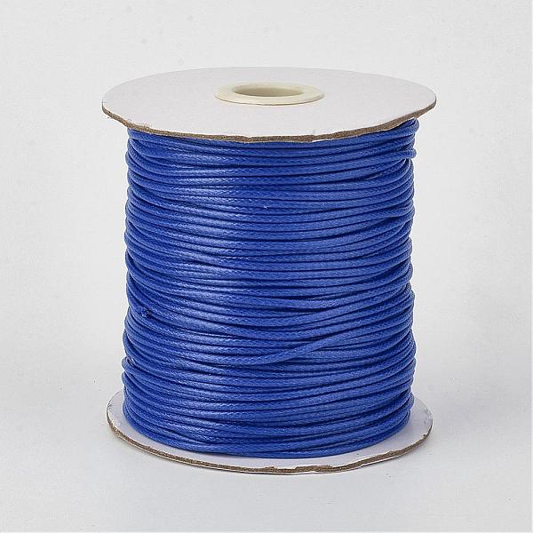 

PandaHall Eco-Friendly Korean Waxed Polyester Cord, Blue, 1.5mm, about 169.51~174.98 Yards(155~160m)/Roll Waxed Polyester Cord Round Blue