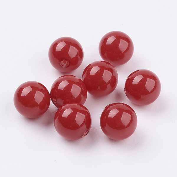 

PandaHall Shell Pearl Half Drilled Beads, Round, Red, 12mm, Hole: 1mm Shell Pearl Round Red