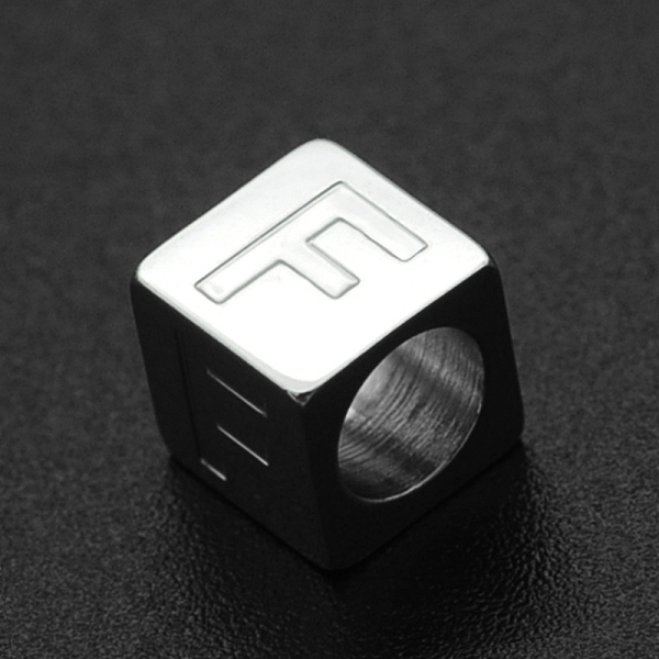 

PandaHall 201 Stainless Steel European Beads, Large Hole Beads, Horizontal Hole, Cube, Stainless Steel Color, Letter.F, 7x7x7mm, Hole: 5mm...