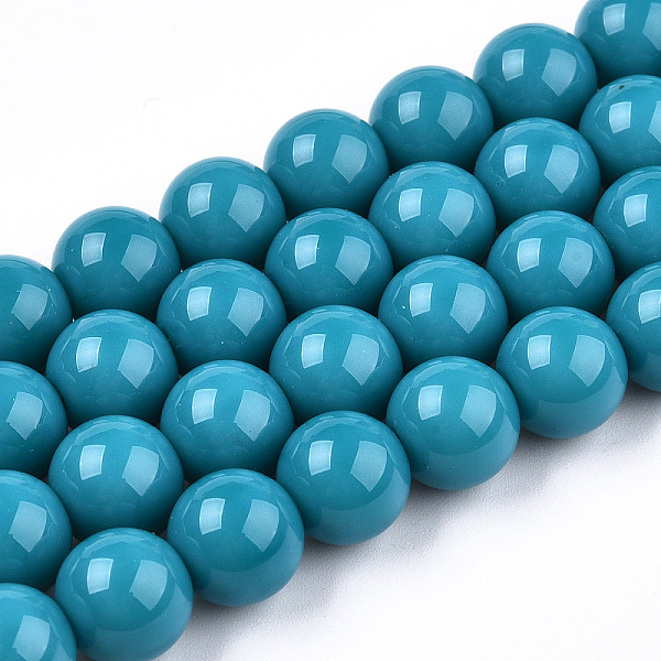 

PandaHall Opaque Solid Color Glass Beads Strands, Round, Steel Blue, 9.5~10mm, Hole: 1.5mm, about 40~42pcs/strand, 14.76~15.12 inch...