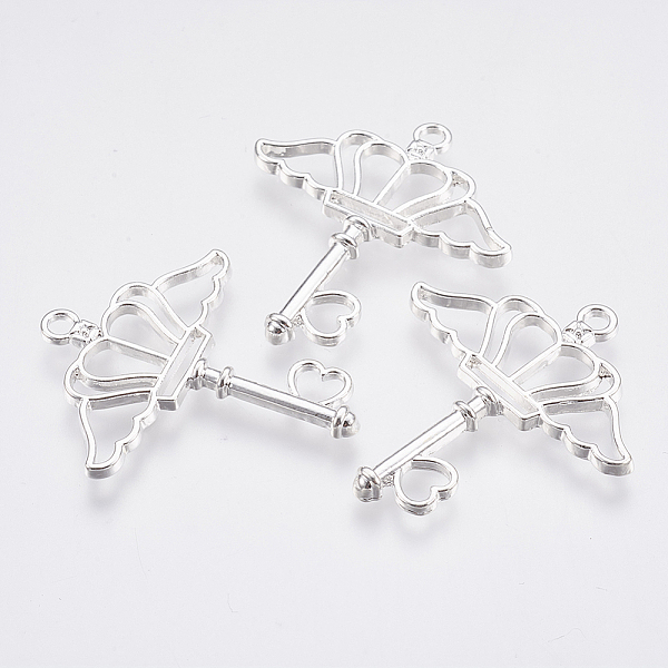 

PandaHall Alloy Pendant, Wing with Key, Silver Color Plated, 39x35x2mm, Hole: 2.5mm Alloy Wing
