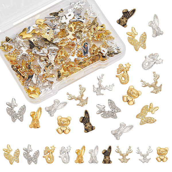 

PandaHall Olycraft 100Pcs 5 Colors Animal Themed Alloy Cabochons, Nail Art Decoration Accessories, DIY Crystal Epoxy Resin Material Filling...