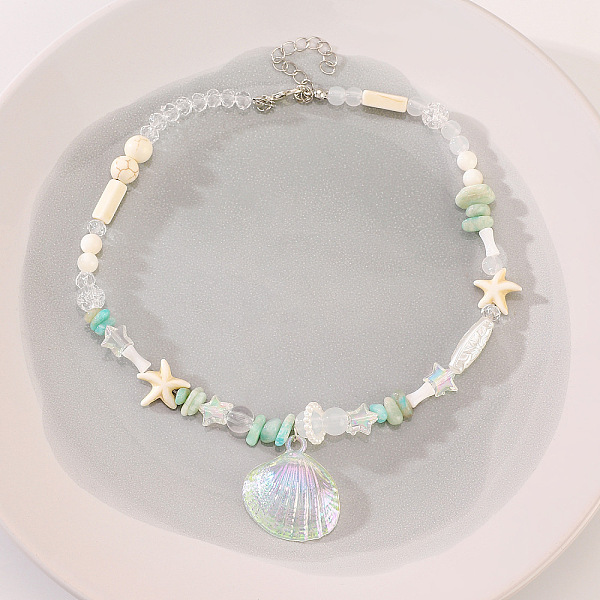 Bracelets à breloques en résine avec coquillages océaniques d'été