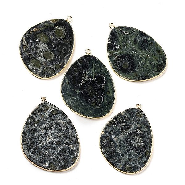 

PandaHall Natural Kambaba Jasper Pendants, Rack Plating Brass Egg Charms, Golden, 41.5~43x30.5~31x2.4mm, Hole: 1.3~2mm Kambaba Jasper Egg