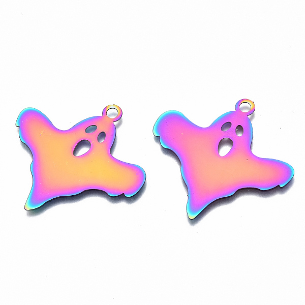 

PandaHall 201 Stainless Steel Pendants, Ion Plating(IP), Halloween Ghost, Rainbow Color, 33.5x34.5x0.3mm, Hole: 2mm 201 Stainless Steel...