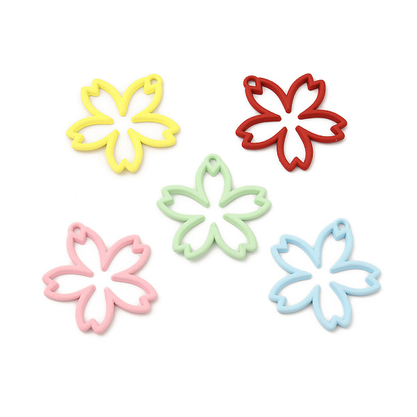 

PandaHall Rack Plating Alloy Pendants, Spray Painted Sakura Charms, Cadmium Free & Nickel Free & Lead Free, Mixed Color, 22.5x22x1.3mm, Hole..., Multicolor