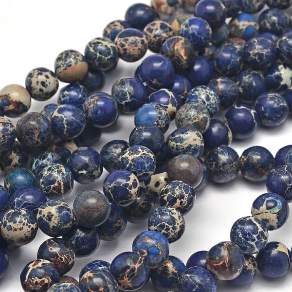 

PandaHall Natural Imperial Jasper Beads Strands, Round, Dyed, Marine Blue, 8mm, Hole: 1mm, about 48pcs/strand, 15.7 inch Imperial Jasper...