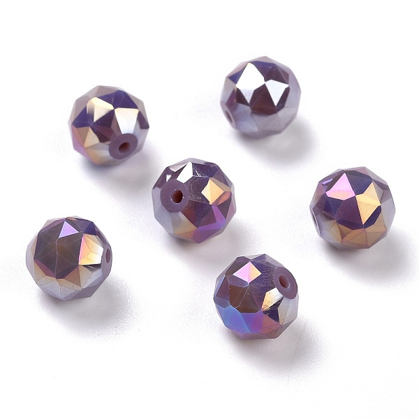 

PandaHall Electroplate Opaque Glass Beads, Rainbow Plated, Faceted, Round, Old Rose, 10x9.5mm, Hole: 1.4mm Glass Round
