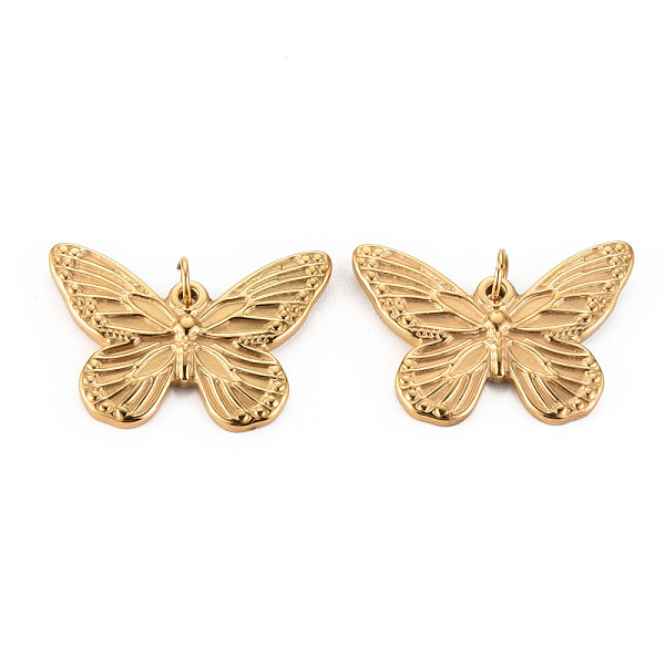 

PandaHall 304 Stainless Steel Pendants, with Jump Rings, Butterfly, Real 14K Gold Plated, 21x30.5x3mm, Jump Ring: 5.4x0.7mm, 4mm inner...