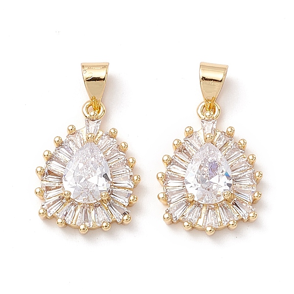 

PandaHall Brass Micro Pave Clear Cubic Zirconia Pendants, Teardrop, Real 18K Gold Plated, 18x13.5x4.5mm, Hole: 3.5x4.5mm Brass+Cubic...