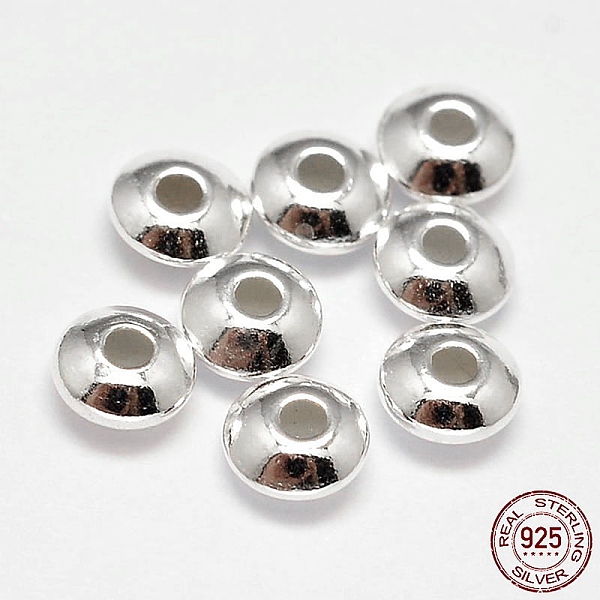 

PandaHall 925 Sterling Silver Spacer Beads, Saucer Beads, Silver, 8x4mm, Hole: 2.5mm Sterling Silver Rondelle