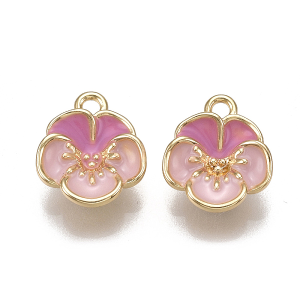 

PandaHall Brass Enamel Charms, Nickel Free, Real 18K Gold Plated, Flower, Pink, 12x10.5x4mm, Hole: 1.5mm Brass+Enamel Flower Pink