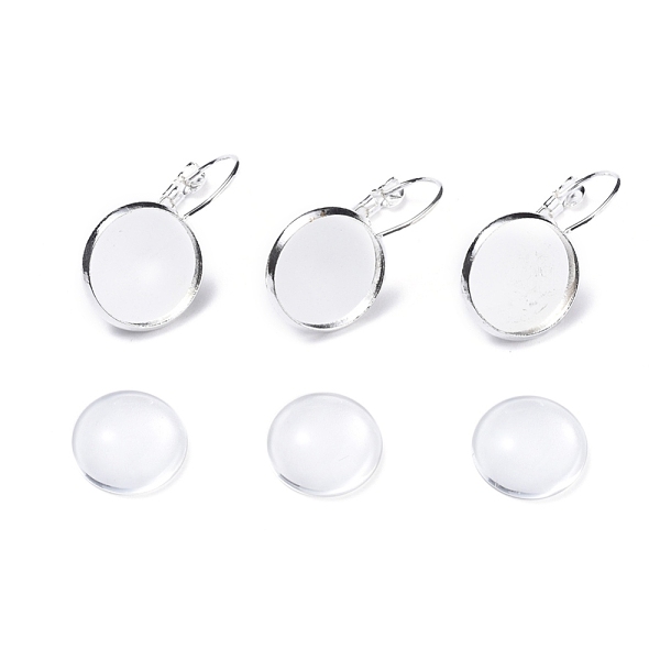 

PandaHall DIY Earring Making, with Brass Leverback Earring Findings and Transparent Oval Glass Cabochons, Silver Color Plated, Cabochons..., Clear